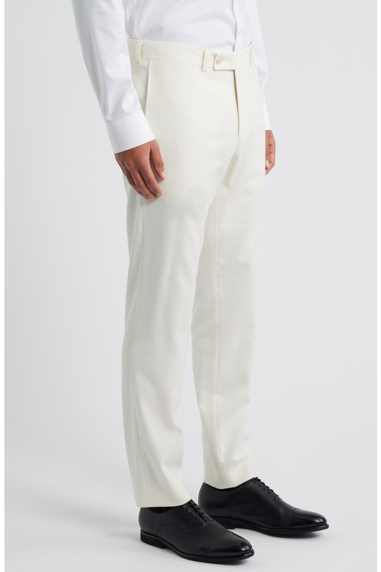 Piero Flat Front Stretch Cotton & Wool Pants, Alternate, color, OFF WHITE