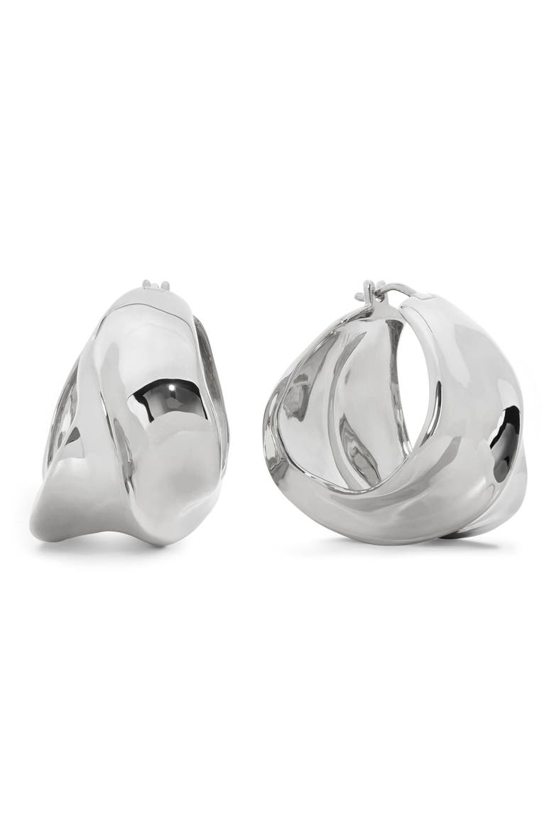 Nomade Bold Sterling Silver Medium Hoop Earrings, Main, color, STERLING SILVER