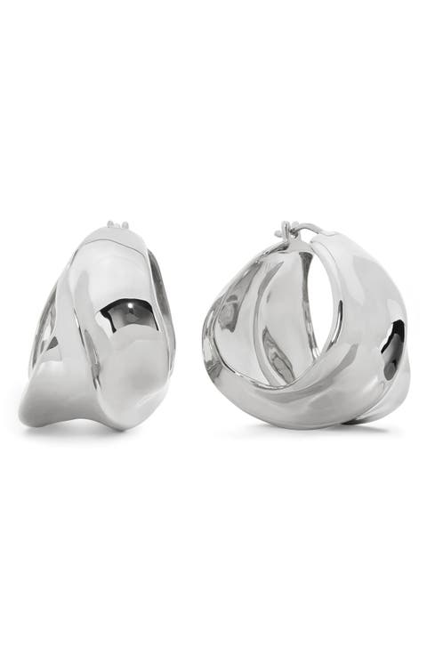 Nomade Bold Sterling Silver Medium Hoop Earrings