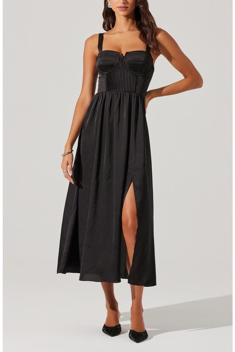bustier pleated midi dress Bustier Pleated Midi Dress