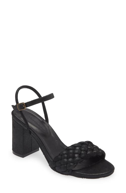 Chocolat Blu Chaya Braided Block Heel Sandal in Black Shimmer 