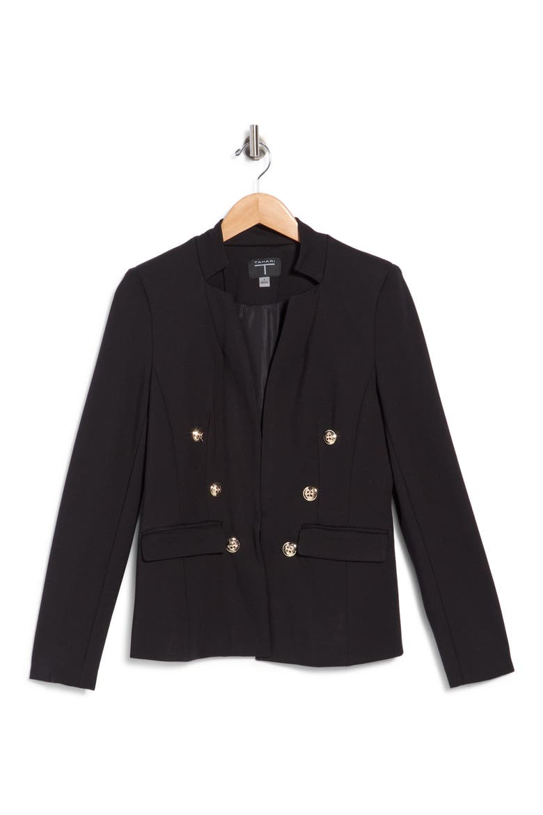 Double Breasted Ponte Jacket, Main, color, BLACK