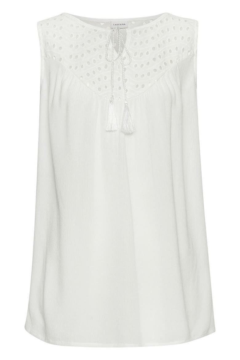 Sleeveless Eyelet Top, Alternate, color, White