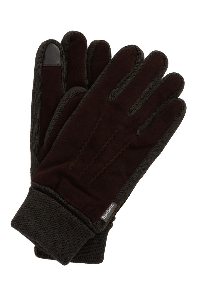 Magnus Suede Fleece Lined Gloves, Main, color, BROWN/ OLIVE