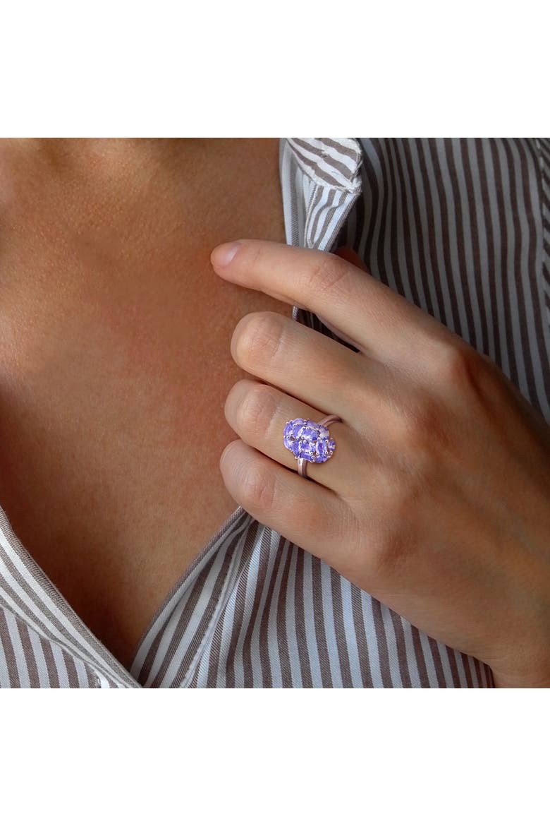 Tanzanite Cluster Cocktail Ring Sterling Silver, Alternate, color, Tanzanite