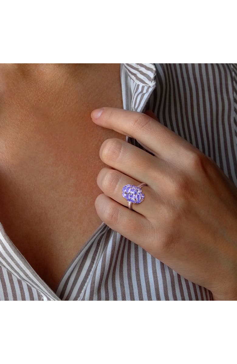 Julianna B. Tanzanite Cluster Cocktail Ring Sterling Silver, Alternate, color, Tanzanite