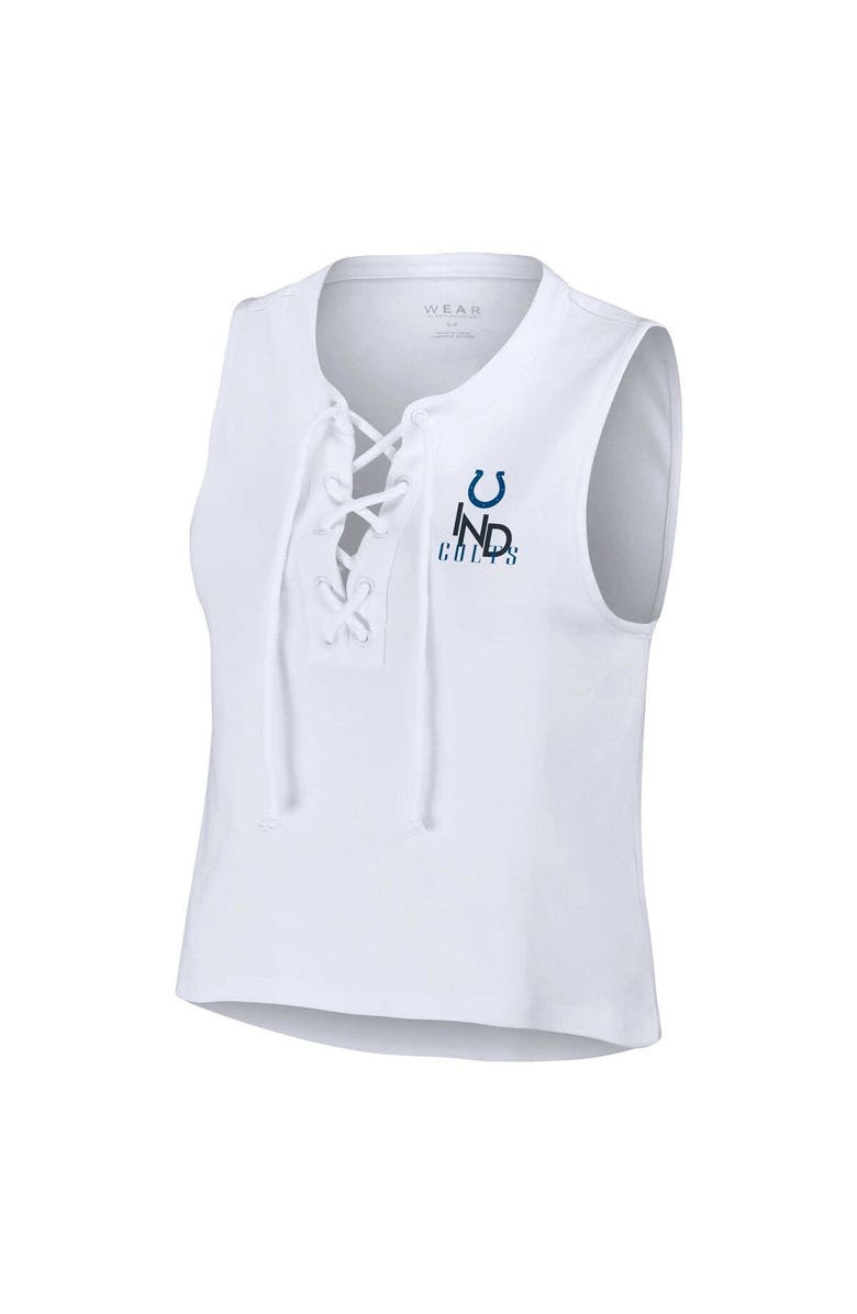 WEAR by Erin Andrews Women's WEAR by Erin Andrews  White Indianapolis Colts Lace-Up Tank Top, Alternate, color, 