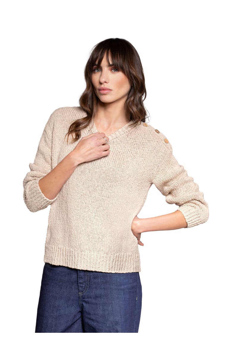 Celtic & Co. Slub Knit Button Detail Sweater, Main, color, Oatmeal