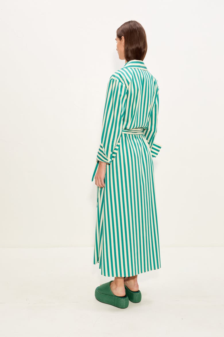 Anya Poplin Wrap Dress, Alternate, color, Teal/Cream Stripe
