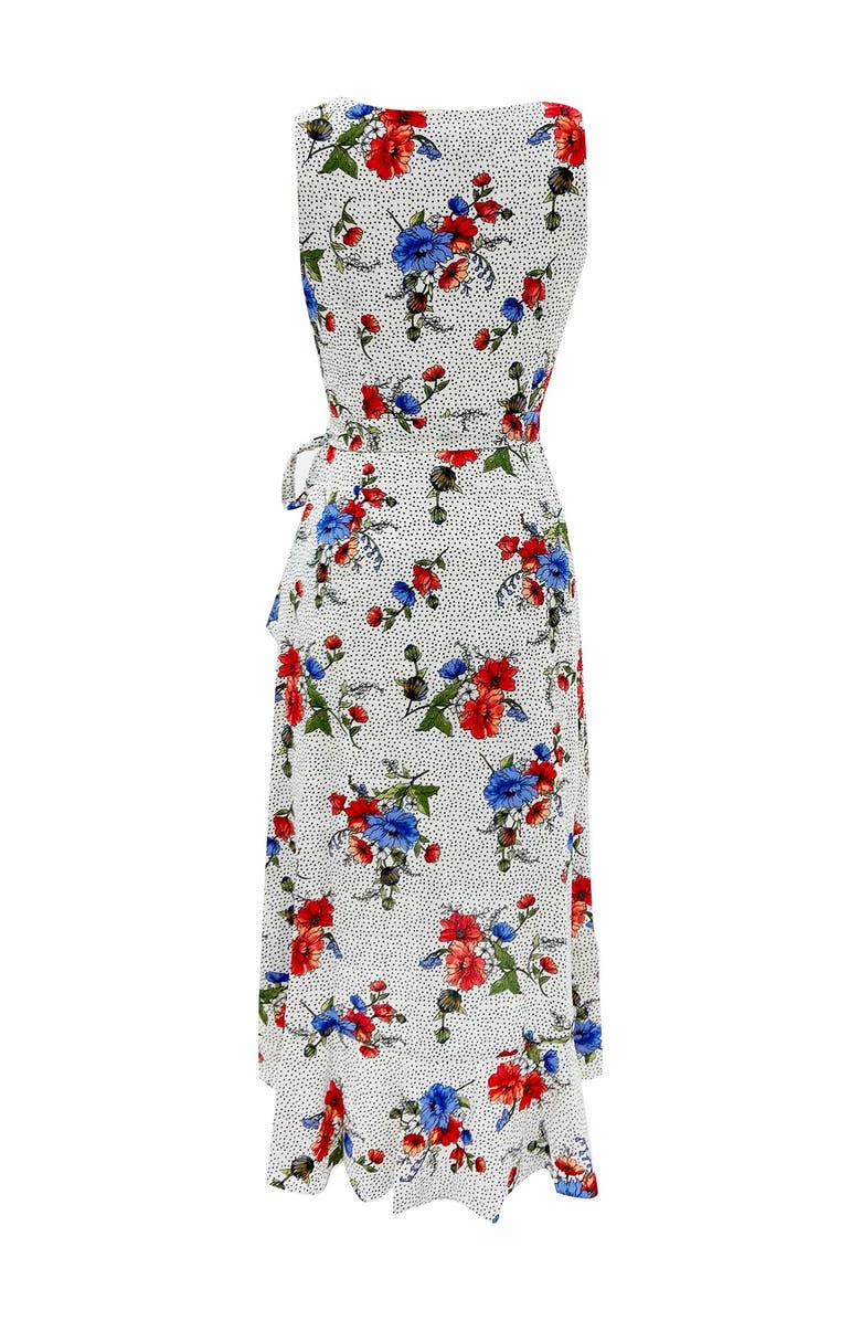 SANDRA DARREN Sleeveless Bubble Crepe Belted Hanky Hem Midi Dress, Alternate, color,