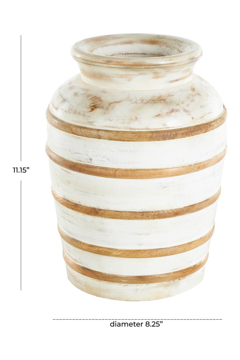Mango Wood Vase, Alternate, color, IVORY/ BROWN