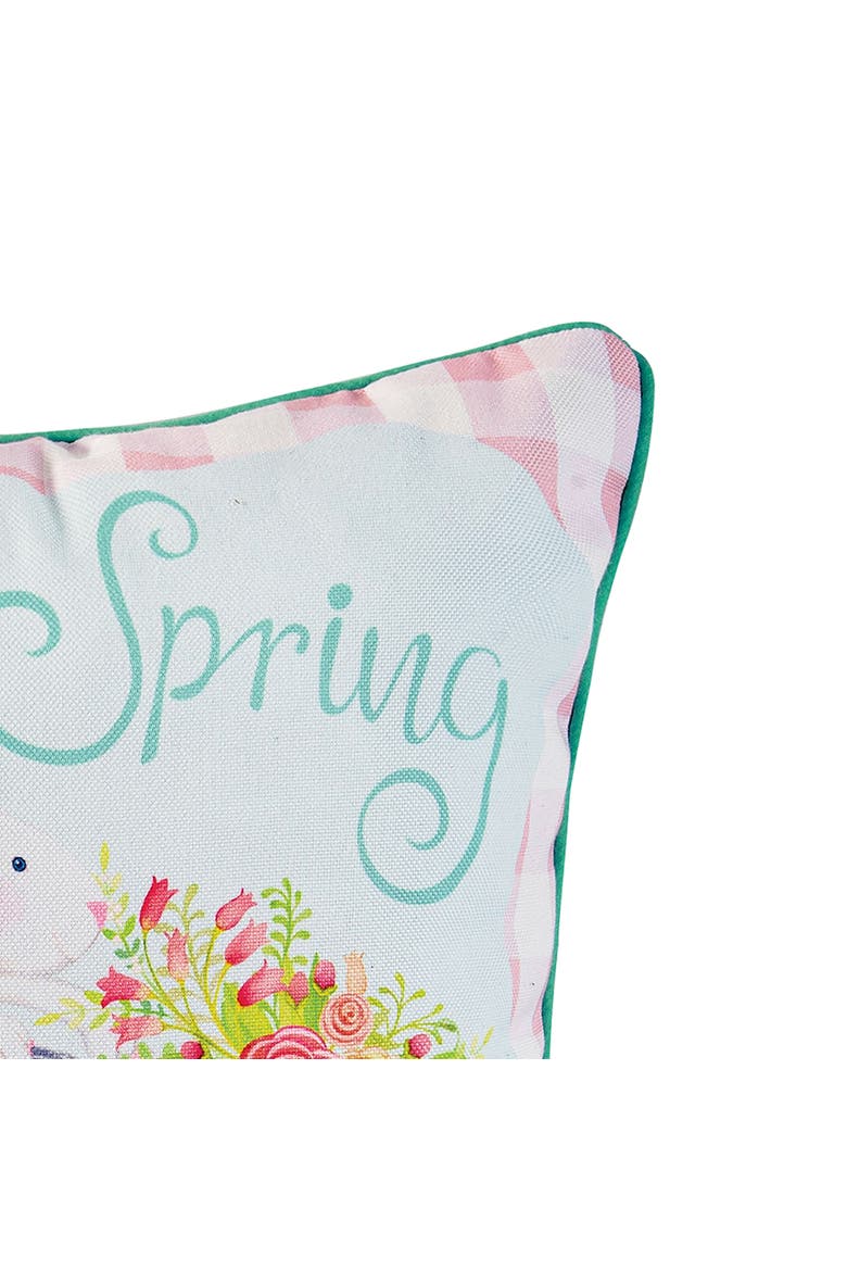Hello Spring Printed Throw Pillow, 18" x 18", Alternate, color, Blue