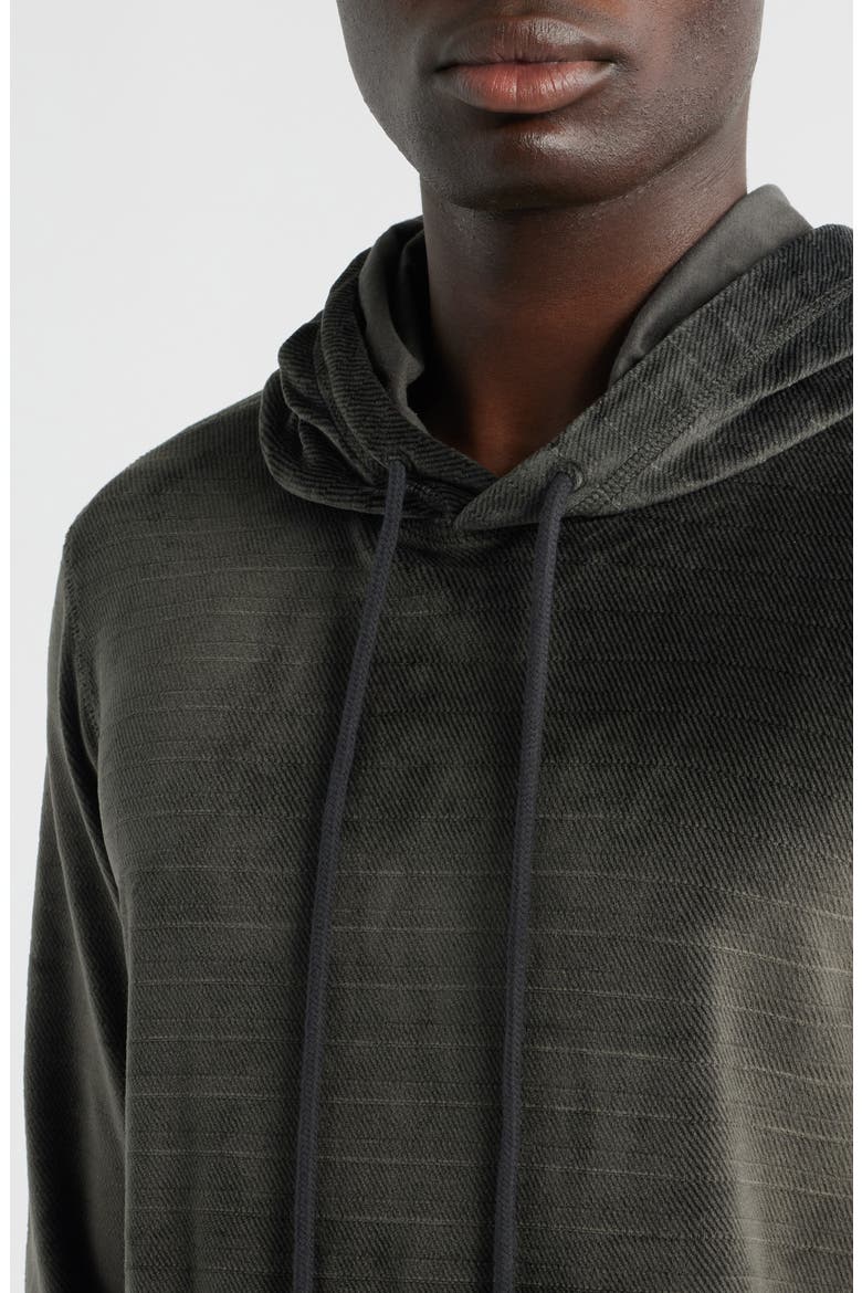 Angled Stripe Velour Pajama Hoodie, Alternate, color, CHARCOAL