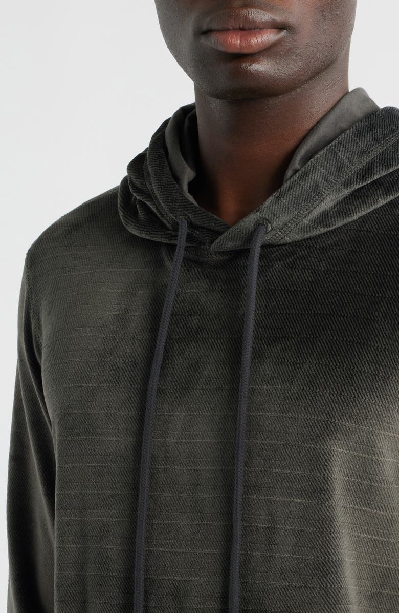 Daniel Buchler Angled Stripe Velour Pajama Hoodie, Alternate, color, Charcoal