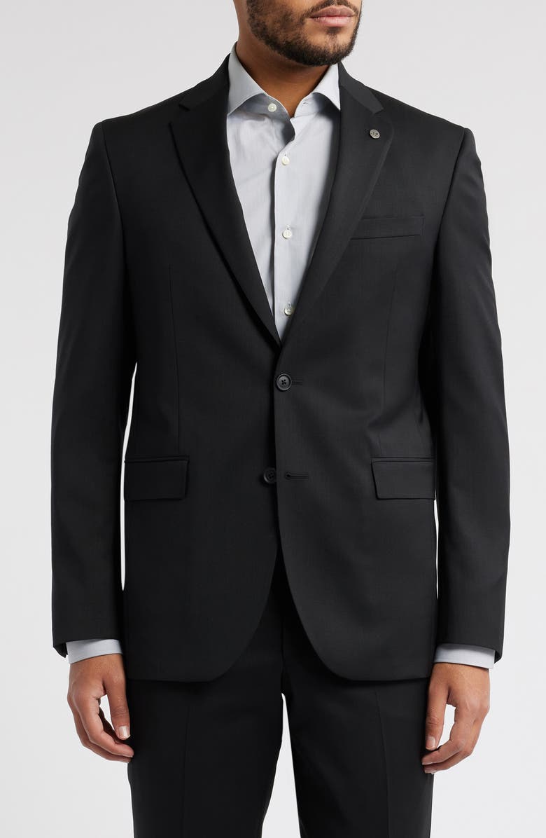 AllSaints Ross Slim Fit Stretch Wool Suit Jacket, Main, color, Black