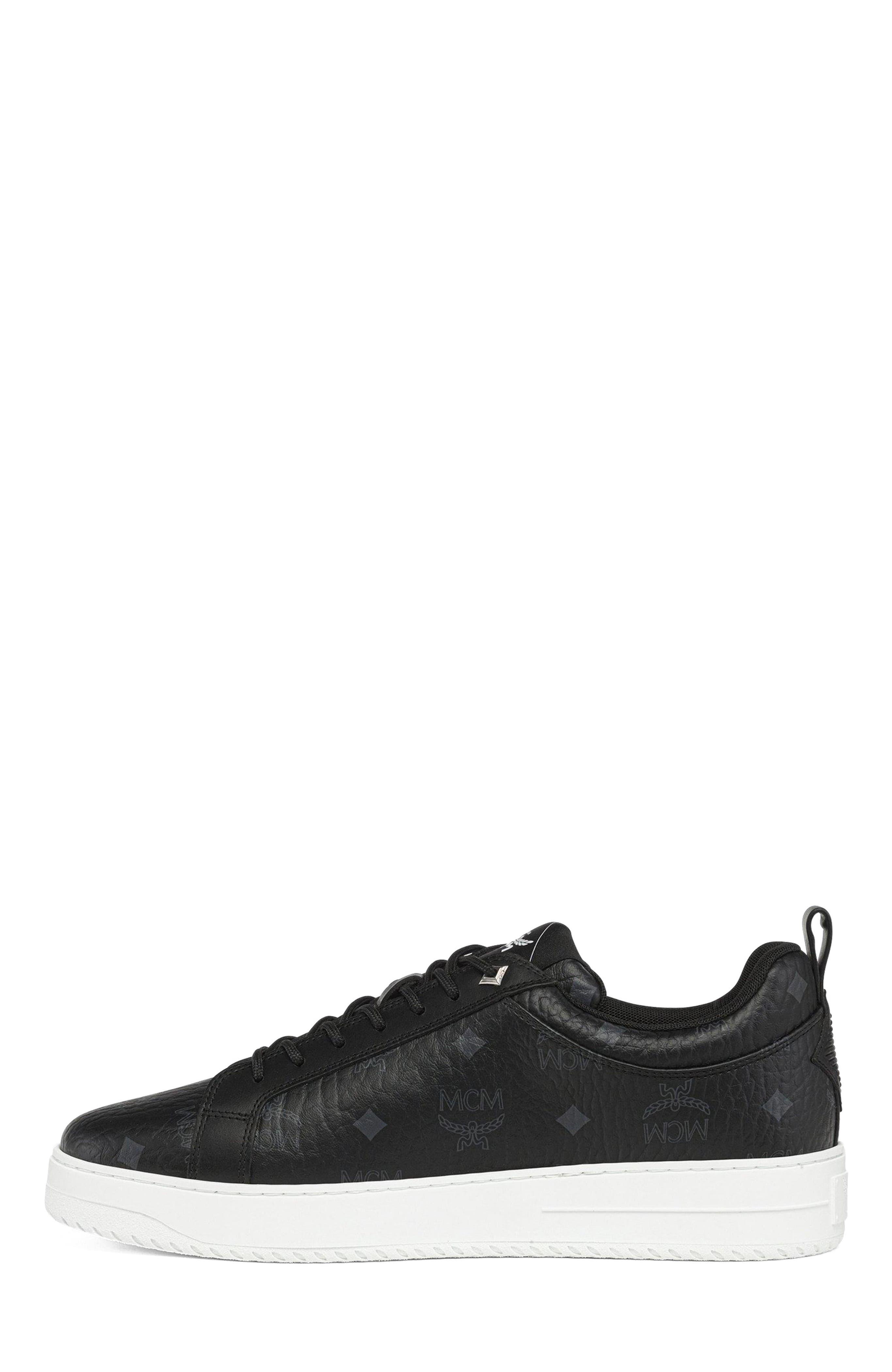 MCM Neo Terrain Lo Sneakers in Visetos, Alternate, color, Black