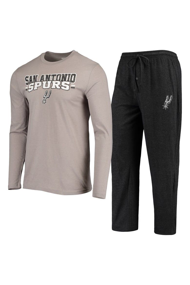 Men's Concepts Sport Gray/Black San Antonio Spurs Long Sleeve T-Shirt & Pants Sleep Set, Alternate, color, Gray