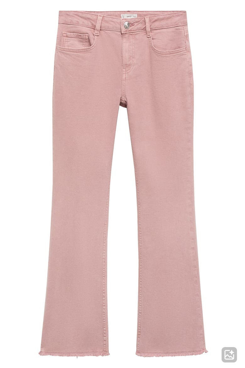Frayed Mid Rise Flare Jeans, Alternate, color, PASTEL PINK