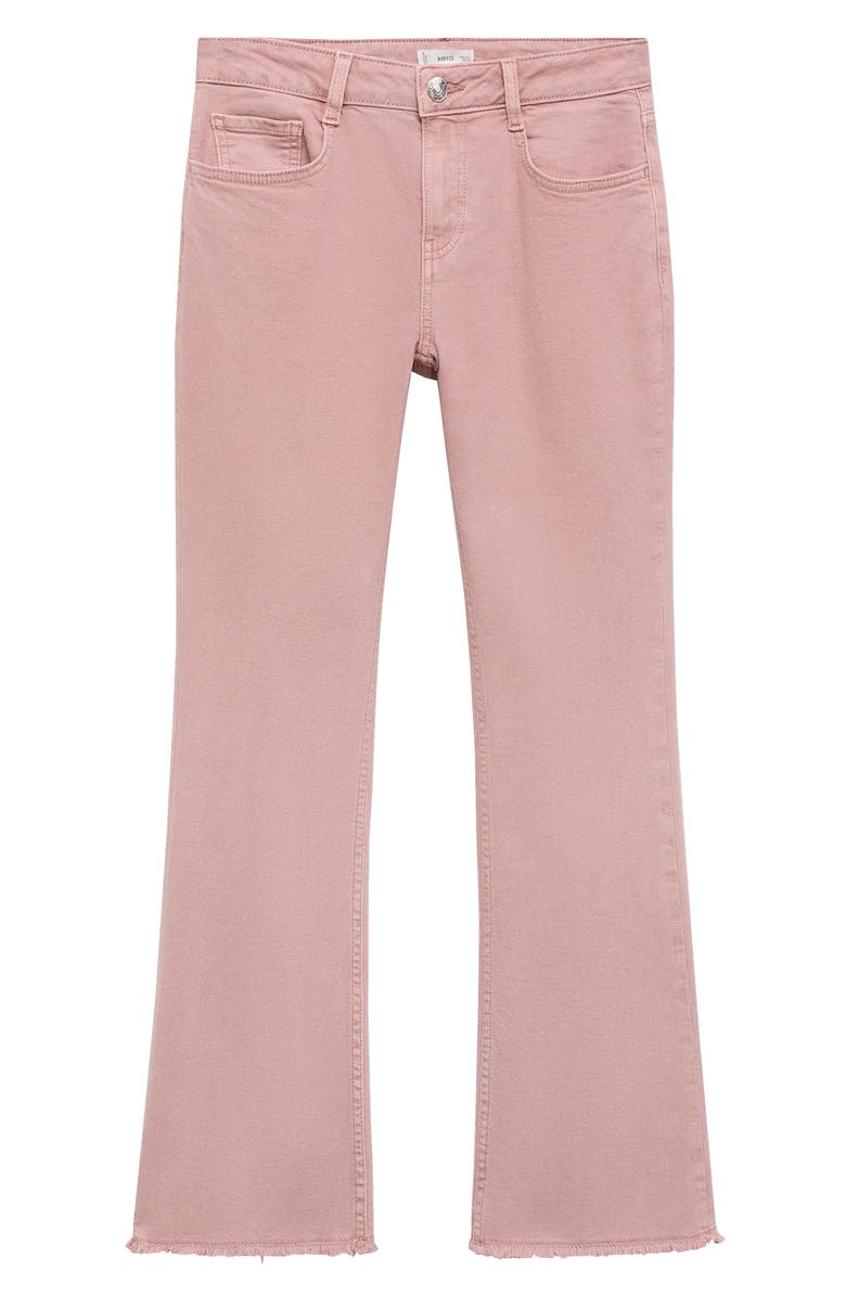 MANGO TEEN Frayed Mid Rise Flare Jeans, Alternate, color, Pastel Pink