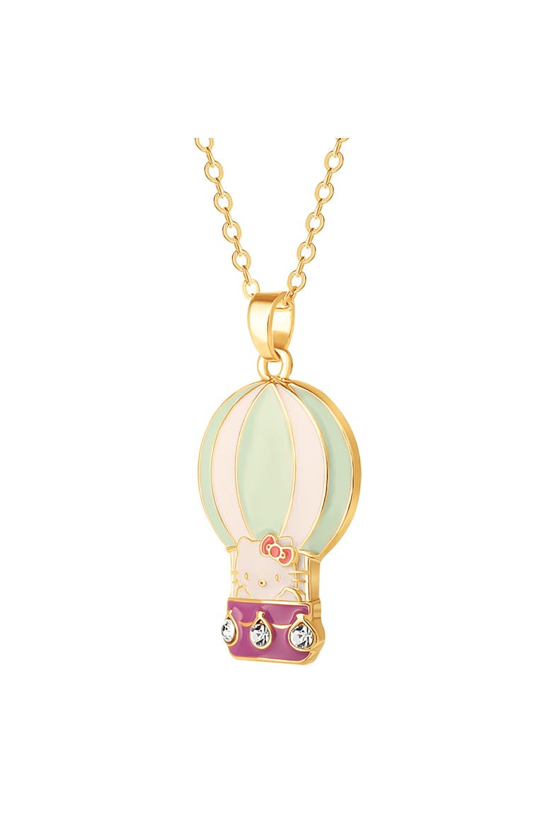 Enamel and Clear Cyrstal 3D Hot Air Balloon Pendant, Main, color, Gold