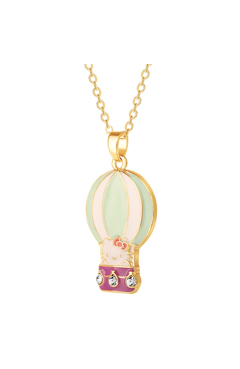 Hello Kitty Enamel and Clear Cyrstal 3D Hot Air Balloon Pendant, Main, color, Gold