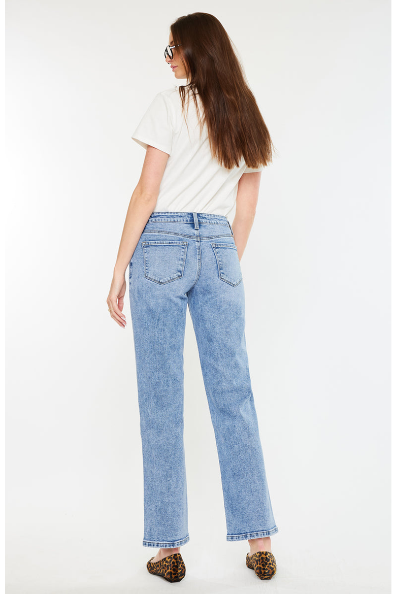 Tamia Essentials Mid Rise True Straight Jeans, Alternate, color, Medium Wash