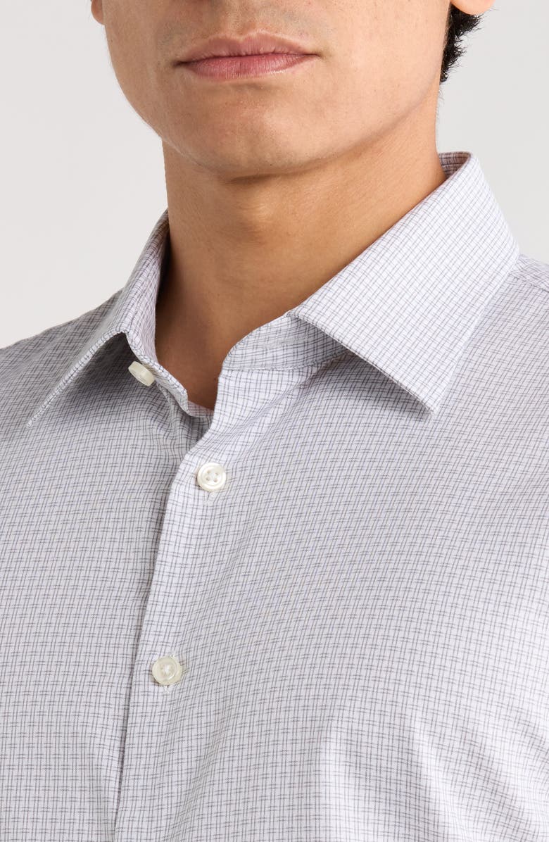 Nordstrom Trim Fit Jocko Check Premium Non Iron Cotton Dress Shirt, Alternate, color, Grey Jocko Pat