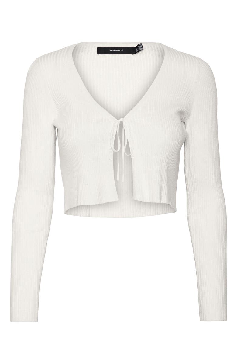VERO MODA Glory Tie Neck Rib Crop Cardigan, Alternate, color, 