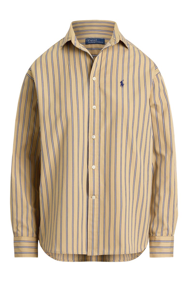 Relaxed Fit Stripe Button-Up Shirt, Alternate, color, TAN/ ROYAL MULTI