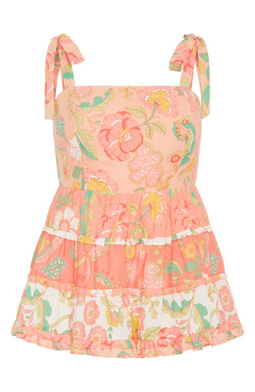 City Chic Cleo Smocked Tie Shoulder Top In Pink