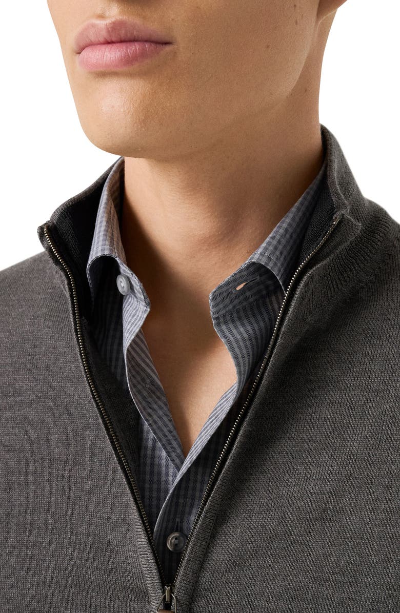 Eton Stand Collar Wool Zip Cardigan, Alternate, color, Dark Grey