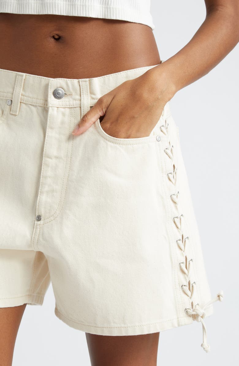 Stella McCartney Lace-Up Denim Shorts, Alternate, color, 