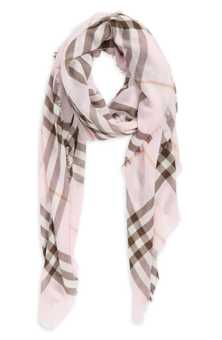 Burberry Giant Check Wool Scarf, Alternate, color, Bow Pink