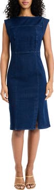 Donna Morgan Sleeveless Denim Sheath Dress