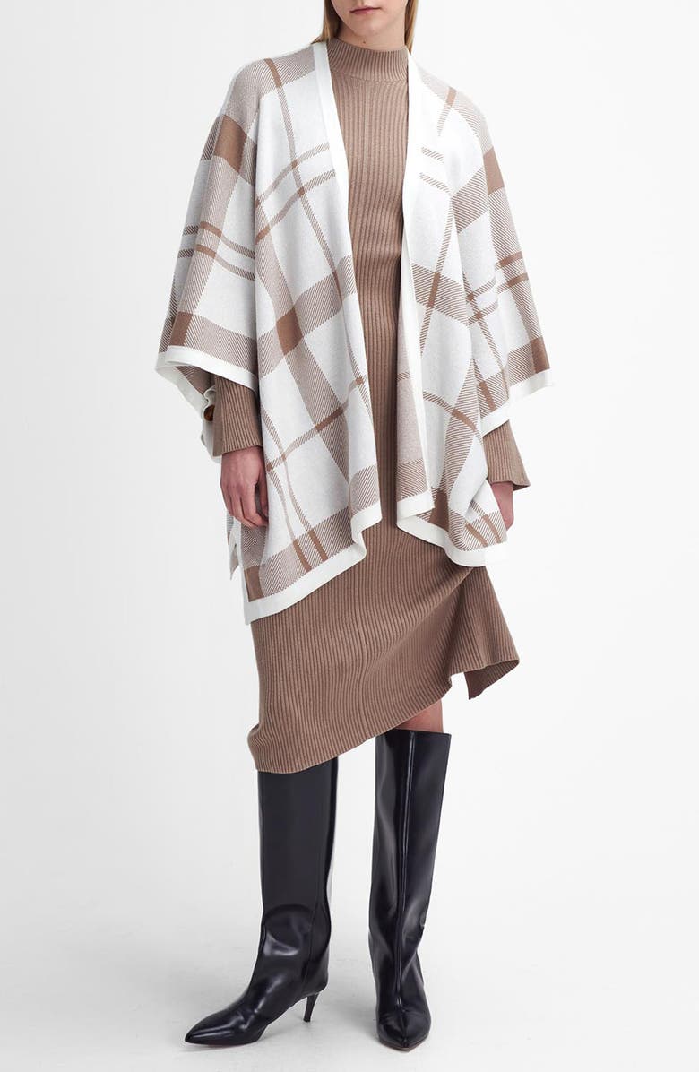 Barbour Veronica Tartan Cotton Knit Cape, Main, color, 