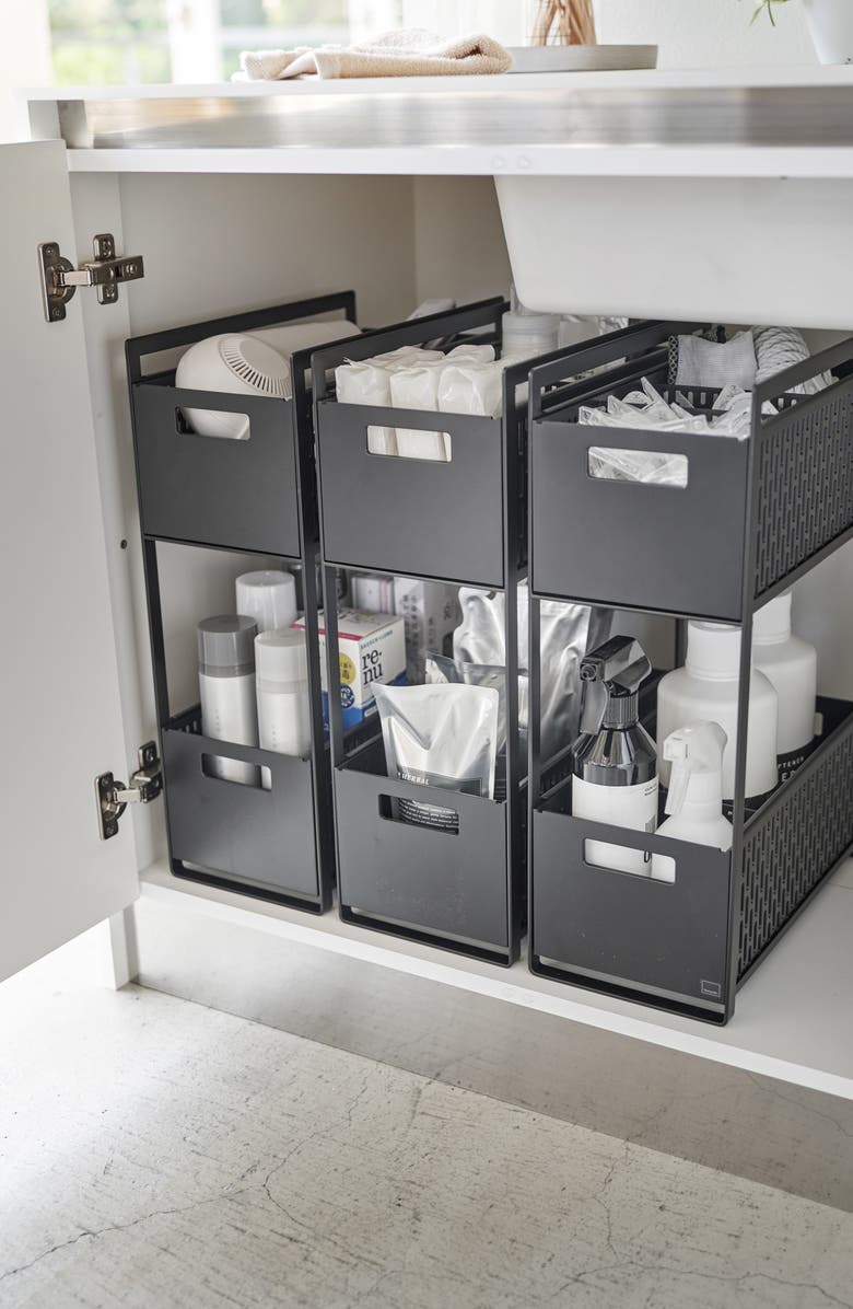 Yamazaki Two-Tier Cabinet Storage Basket, Alternate, color, Black