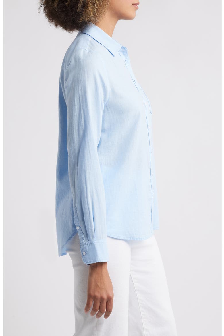 Linen Blend Button-Up Shirt, Alternate, color, BLUE WINDSURFER