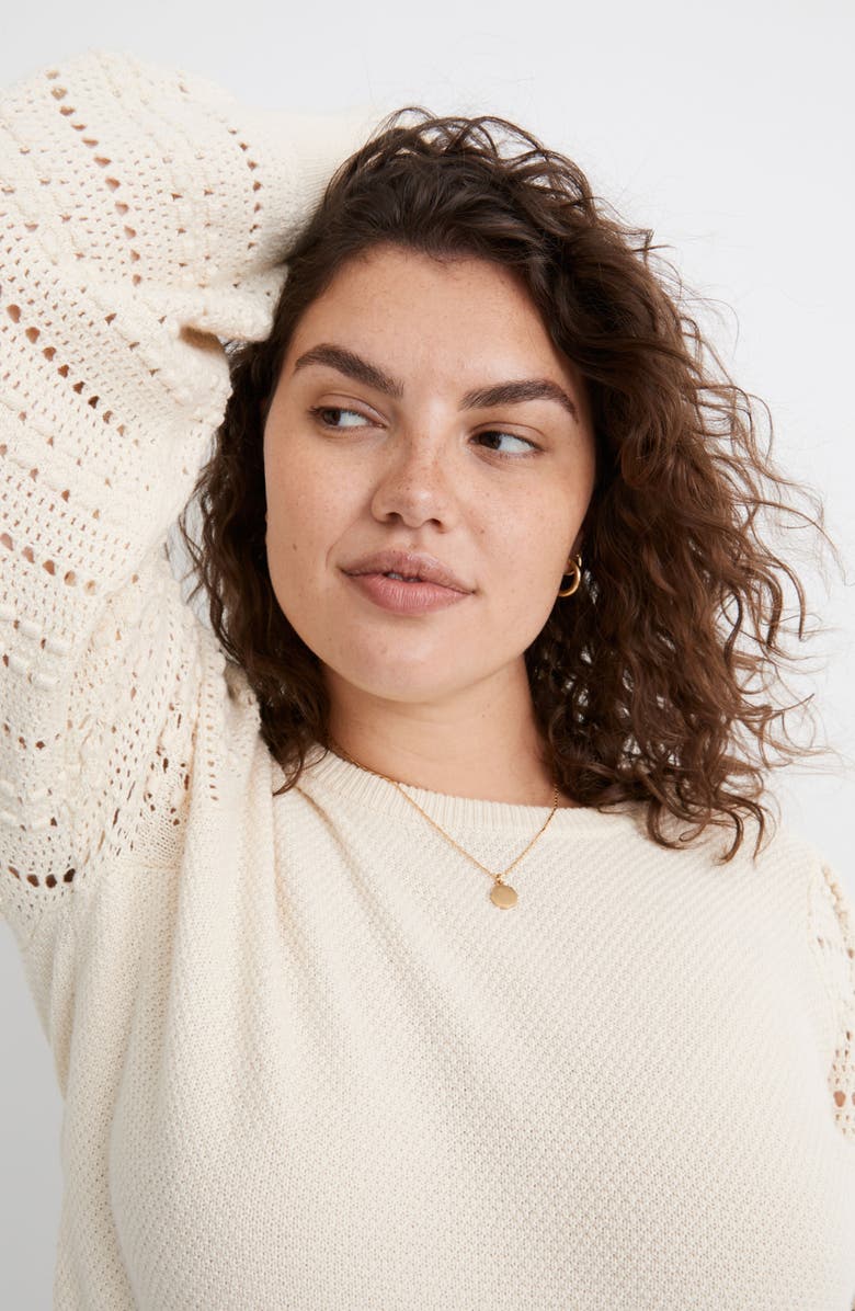 Madewell Bobble Sleeve Cotton & Wool Sweater, Alternate, color, 