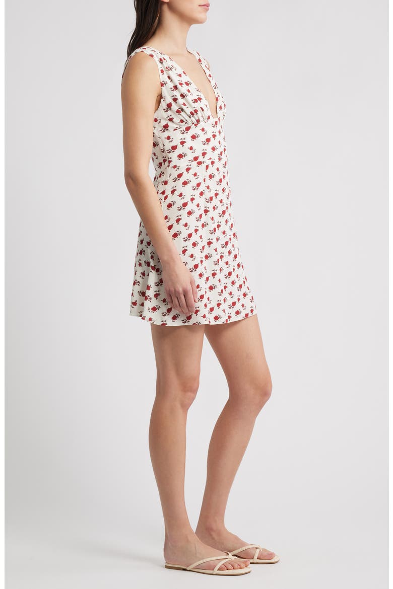 Mela Floral Crepe Minidress, Alternate, color, WHITE/ HAZY ROSE DEEP RED