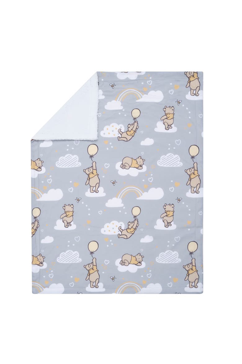 Disney Baby Hunny Bear Winnie the Pooh Soft Faux Shearling Baby Blanket, Alternate, color, Gray