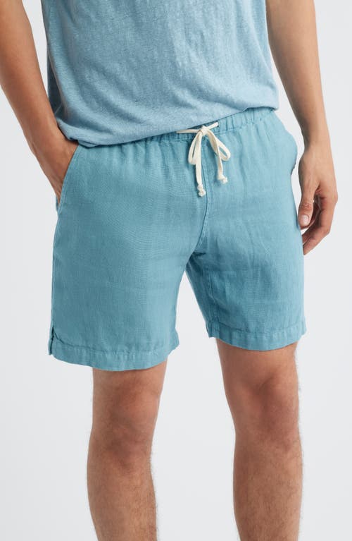Alex Crane  Bo Linen Drawstring Shorts In Blue