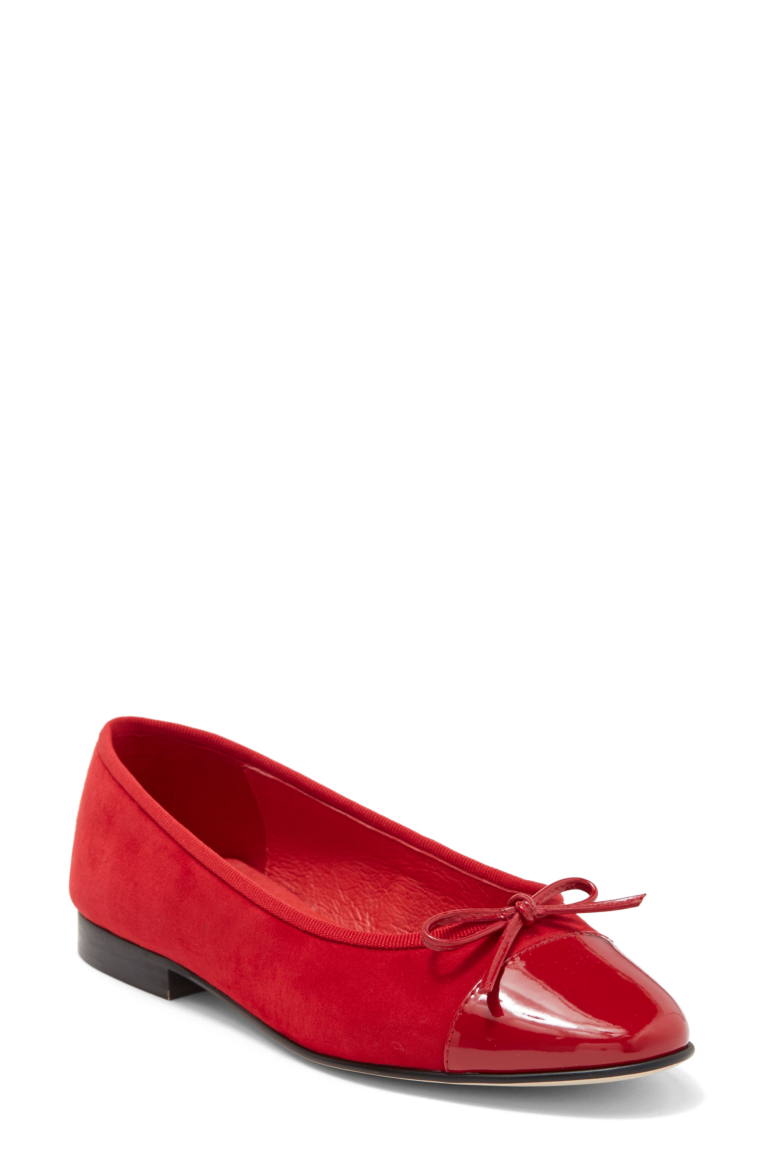 Arabesque Ballet Flat, Main, color, RED SUEDE COMBO