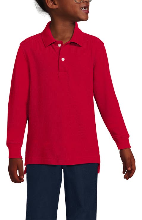 School Uniform Kids Long Sleeve Mesh Polo Shirt