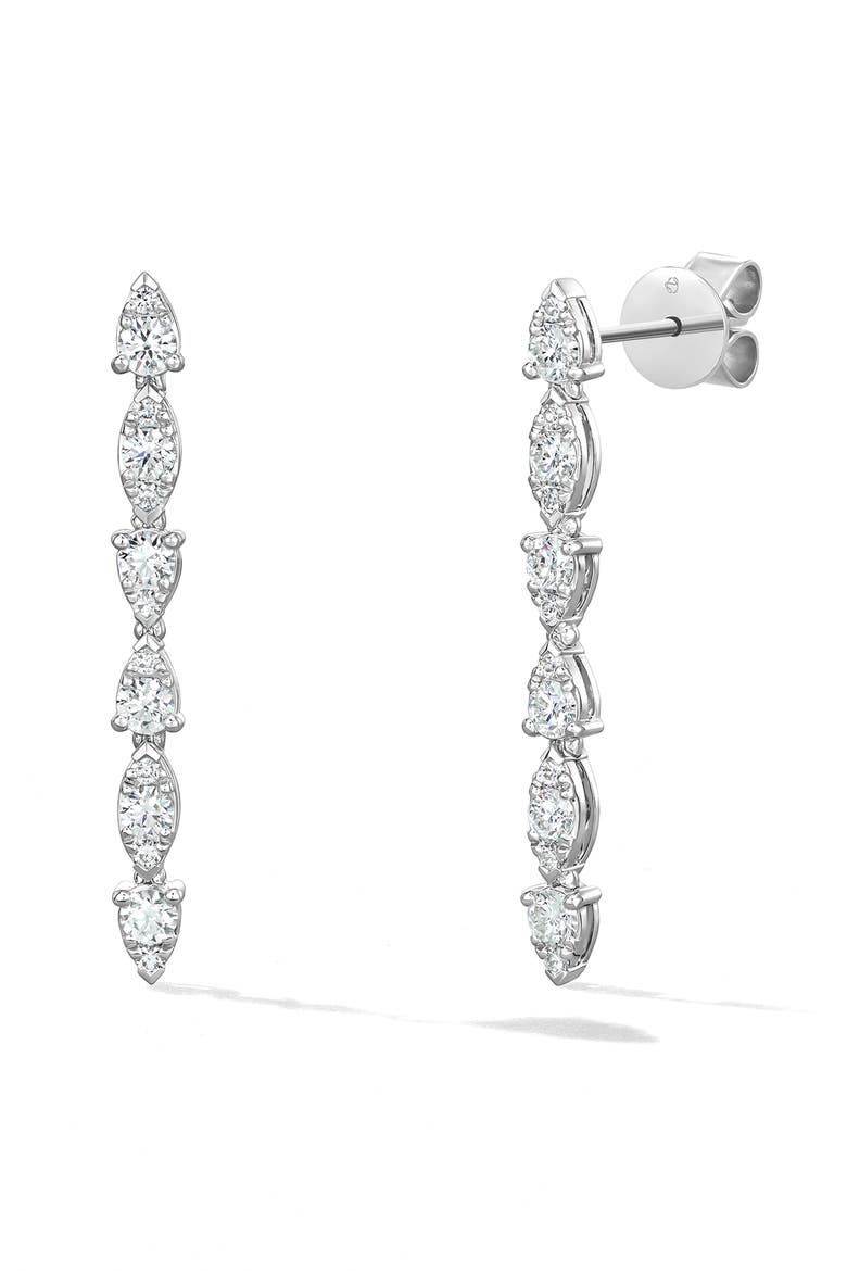 Aerial Diamond Dewdrop Linear Earrings, Main, color, WHITE GOLD