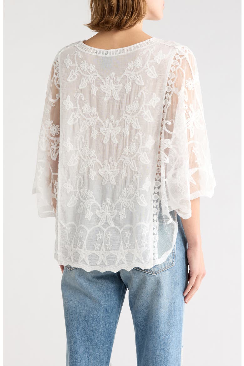 Butterfly Embroidered Poncho Top, Alternate, color, WHITE
