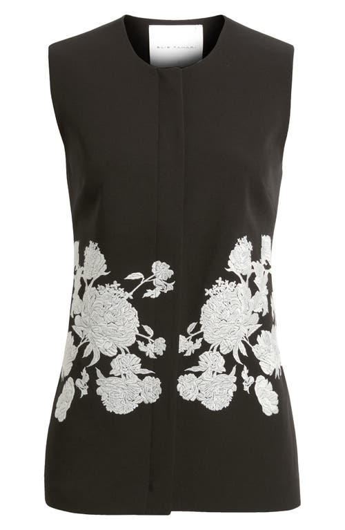 Elie Tahari The Isla Sleeveless Floral-embroidered Jacket In Black