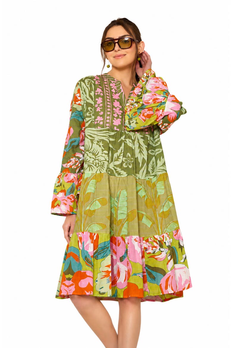 Patchwork Cotton Tunic, Alternate, color, GREEN