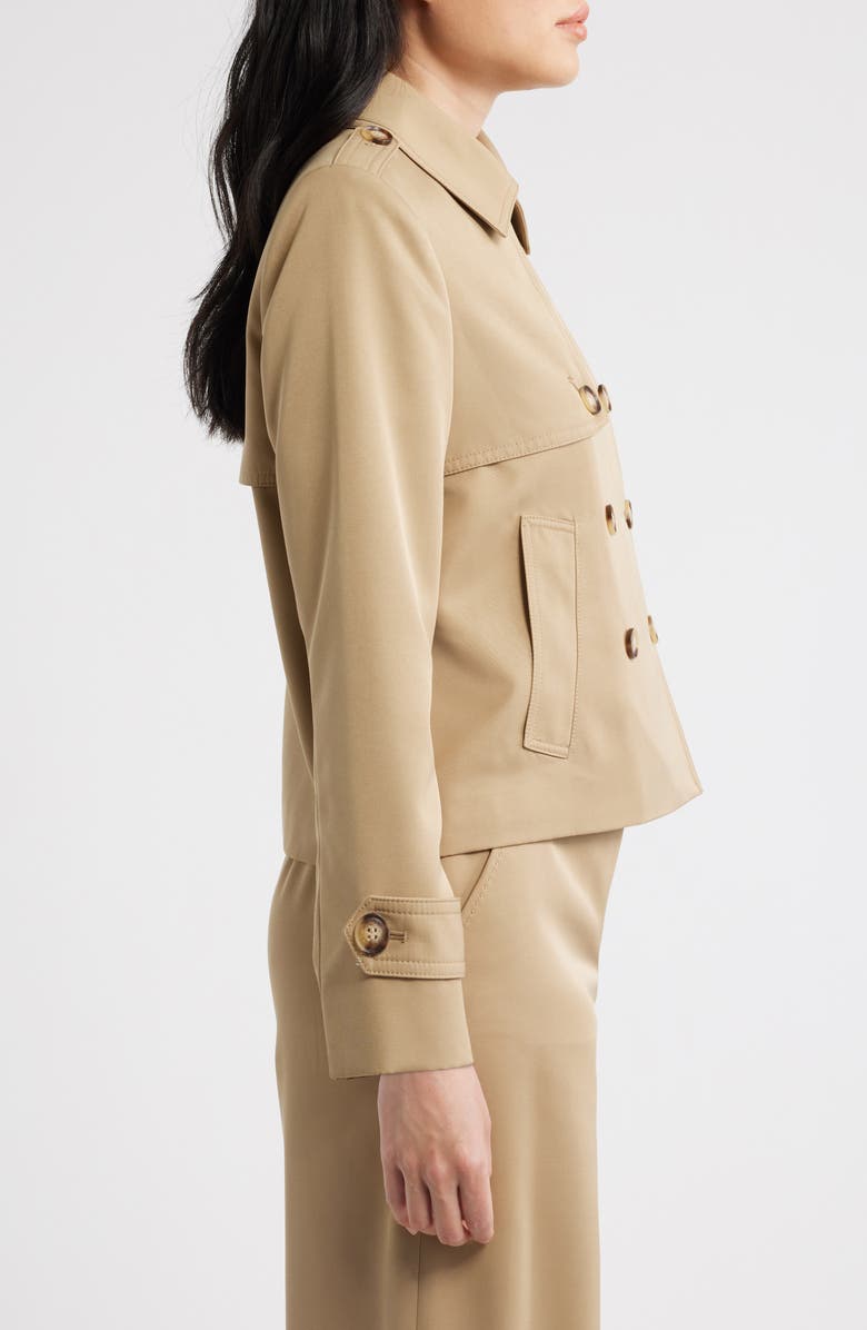 Tahari ASL Cropped Trench Coat, Alternate, color, Khaki