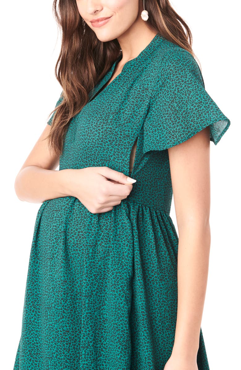 Loyal Hana Lily Flutter Sleeve Maternity Midi Dress, Alternate, color,