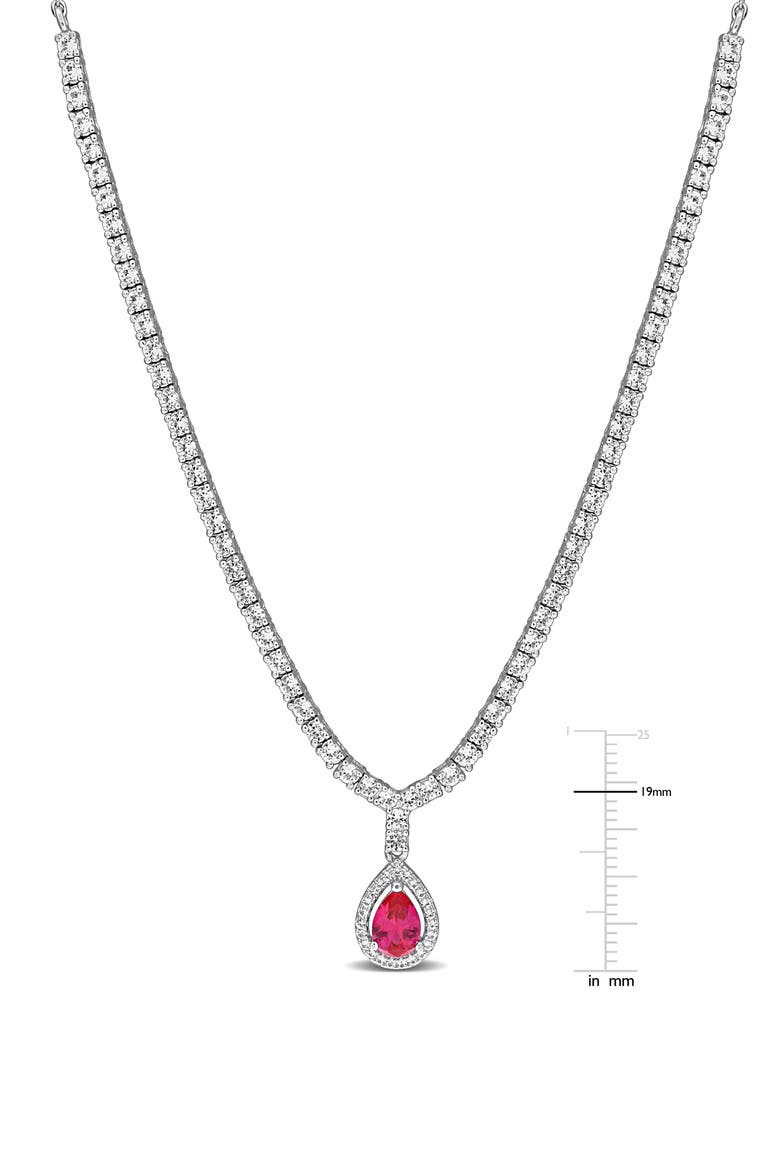 Pear Shaped Created Ruby Drop Necklace, Alternate, color, RED